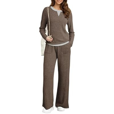 Dokotoo Women's 2 Piece Sets Outfits Casual Long Sleeve Color Block Sweatsh… | Amazon (US)