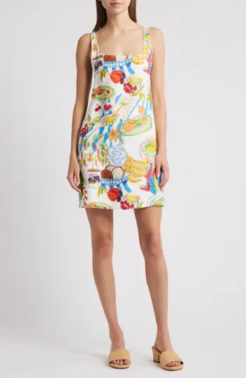 FARM Rio Fresh Table Linen Minidress in White Multi Print at Nordstrom Rack, Size Large | Nordstrom Rack