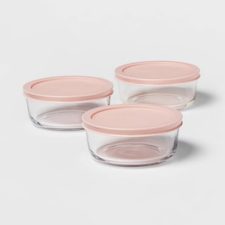 3pk (6pc) 2c Round Glass Food Storage Container Set - Room Essentials™ | Target