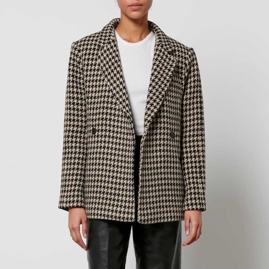 Anine Bing Kaia Houndstooth Woven Oversized Blazer | Coggles (Global)