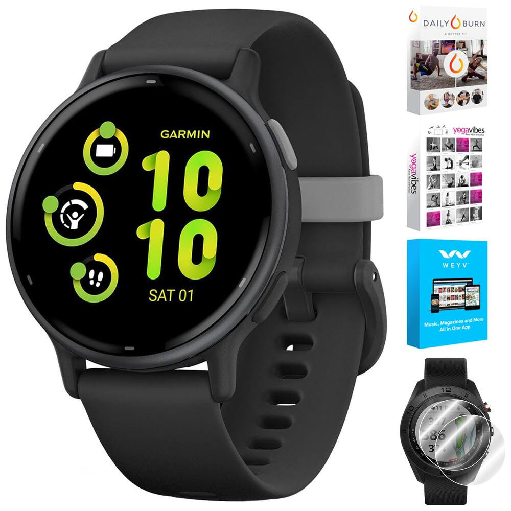 Garmin - Vivoactive 5 Fitness Smartwatch, Black 010-02862-10 + Accessories Bundle - Slate Aluminum and Black - (2023) | Best Buy U.S.
