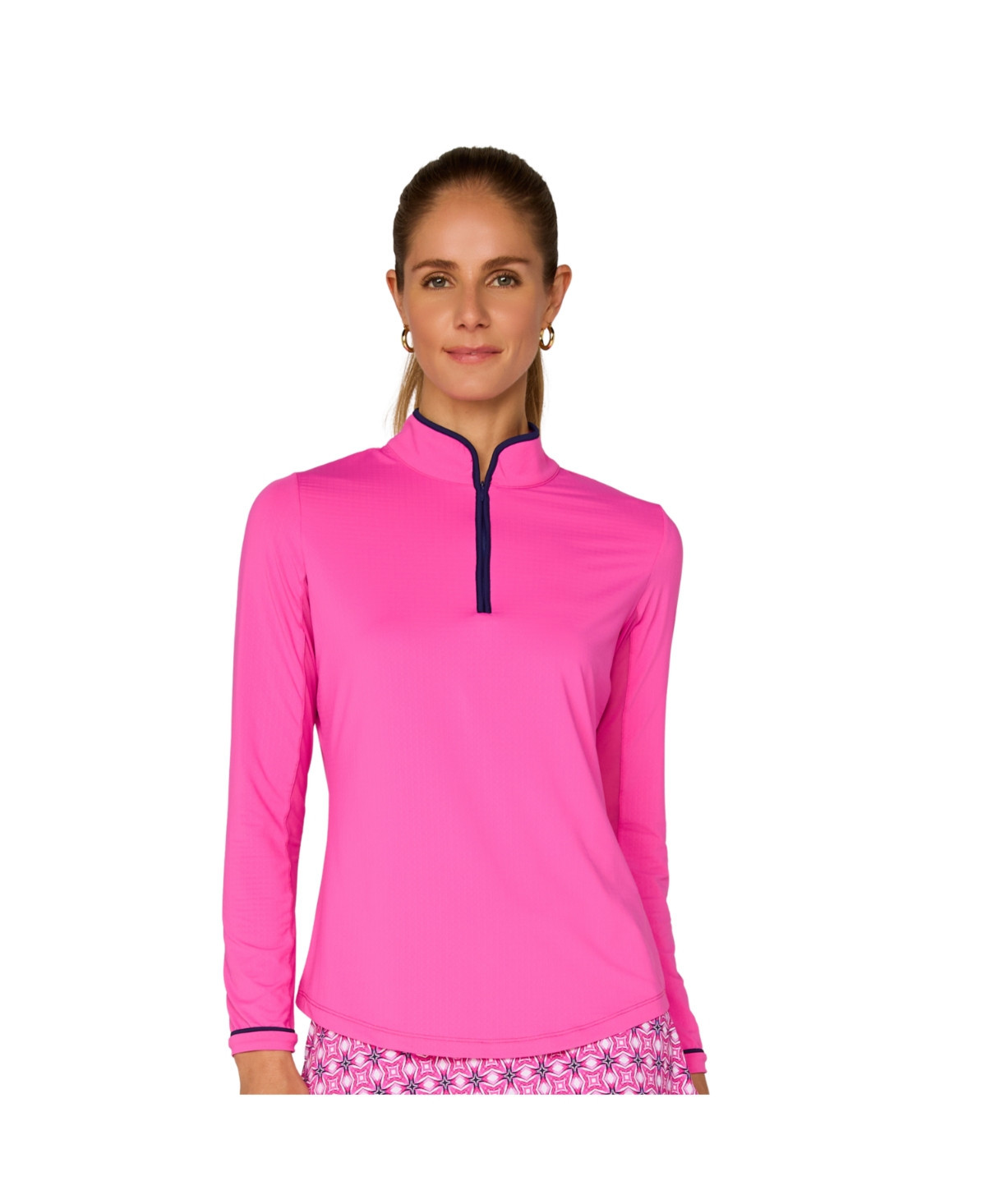 G Lifestyle Binding Quarter Zip Top - Hot pink | Macy's