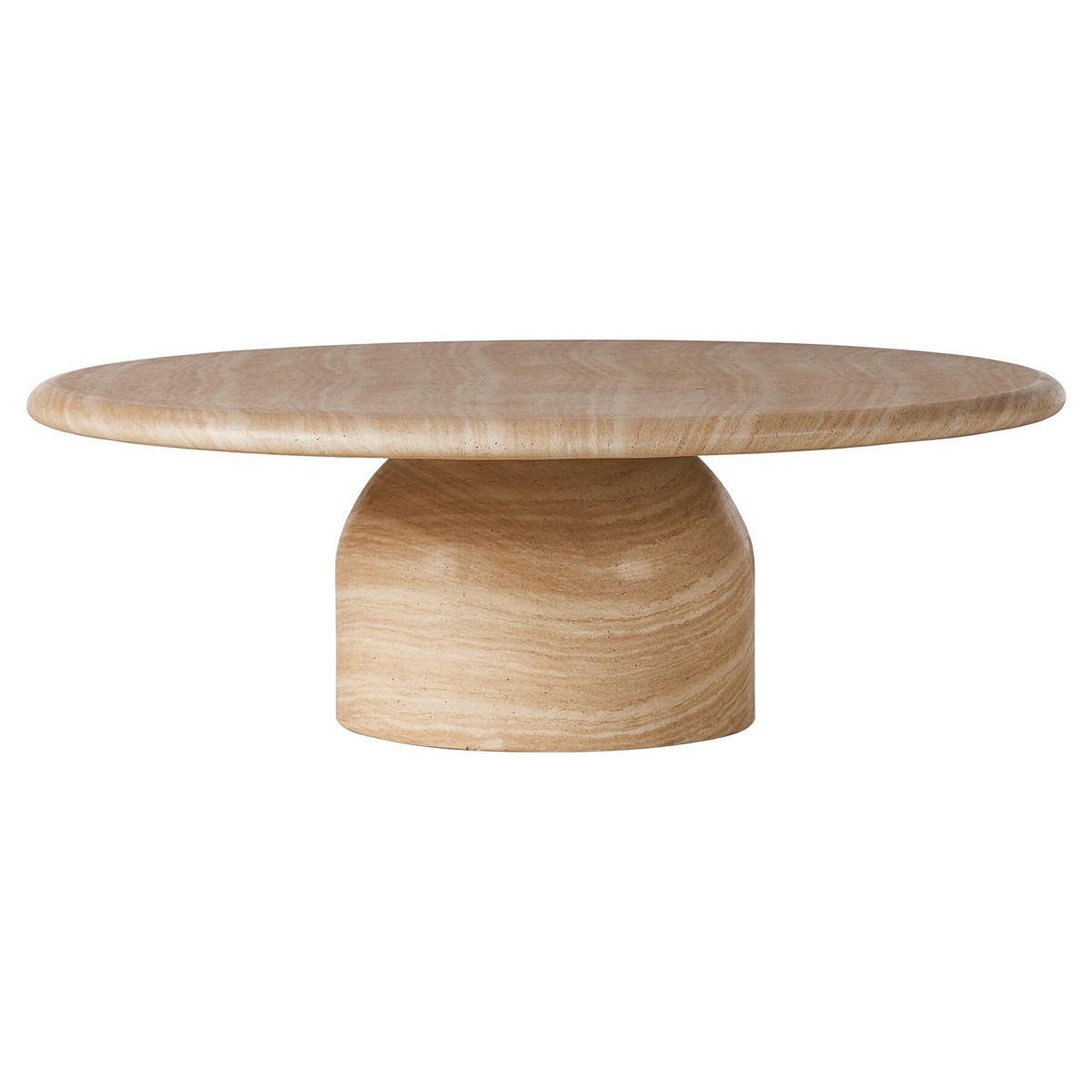 Emilia Modern Classic Sand Beige Concrete Round Outdoor Coffee Table | Kathy Kuo Home
