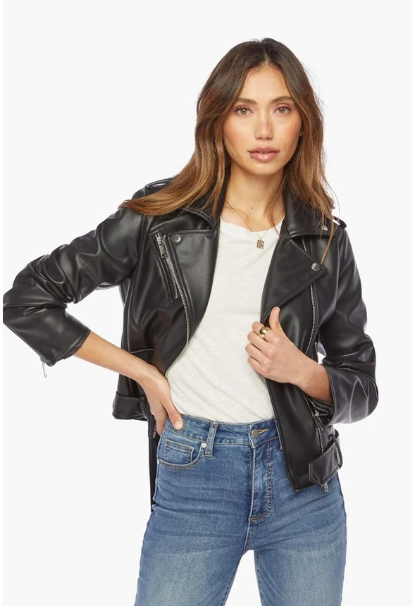 Faux Leather Moto Jacket | JustFab