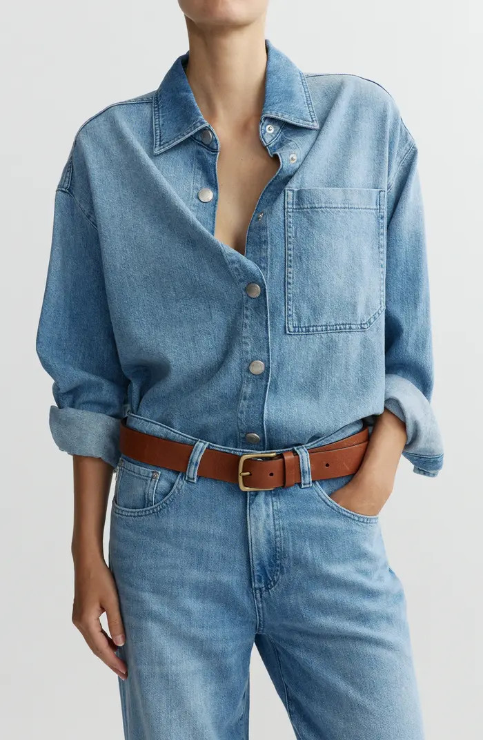 Addison Aura Snap Front Denim Overshirt | Nordstrom