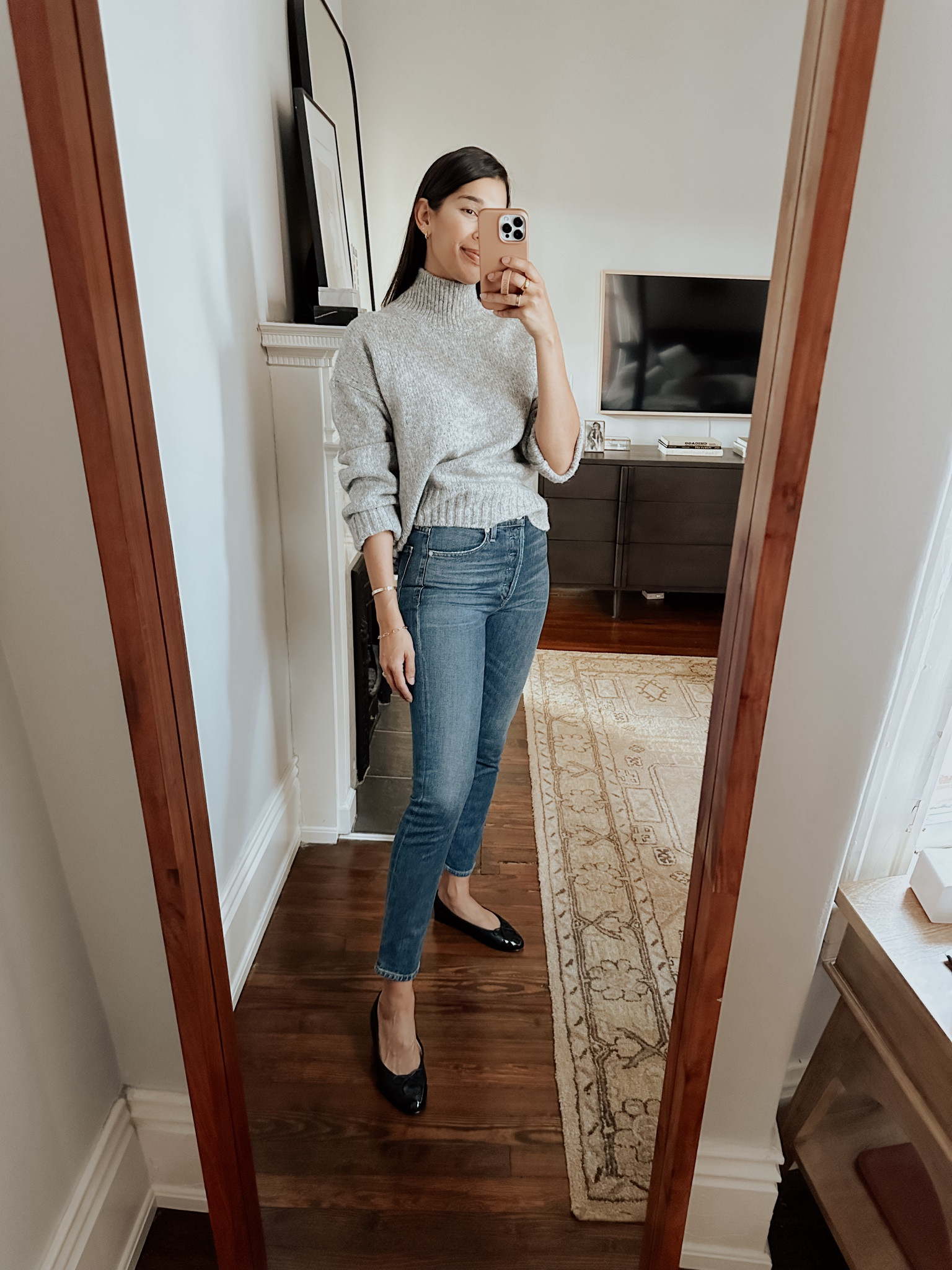 Recent outfit! Wear the sweater non-stop! Size down is between, I’m in an XS

#LTKsalealert #LTKHoliday #LTKfindsunder100