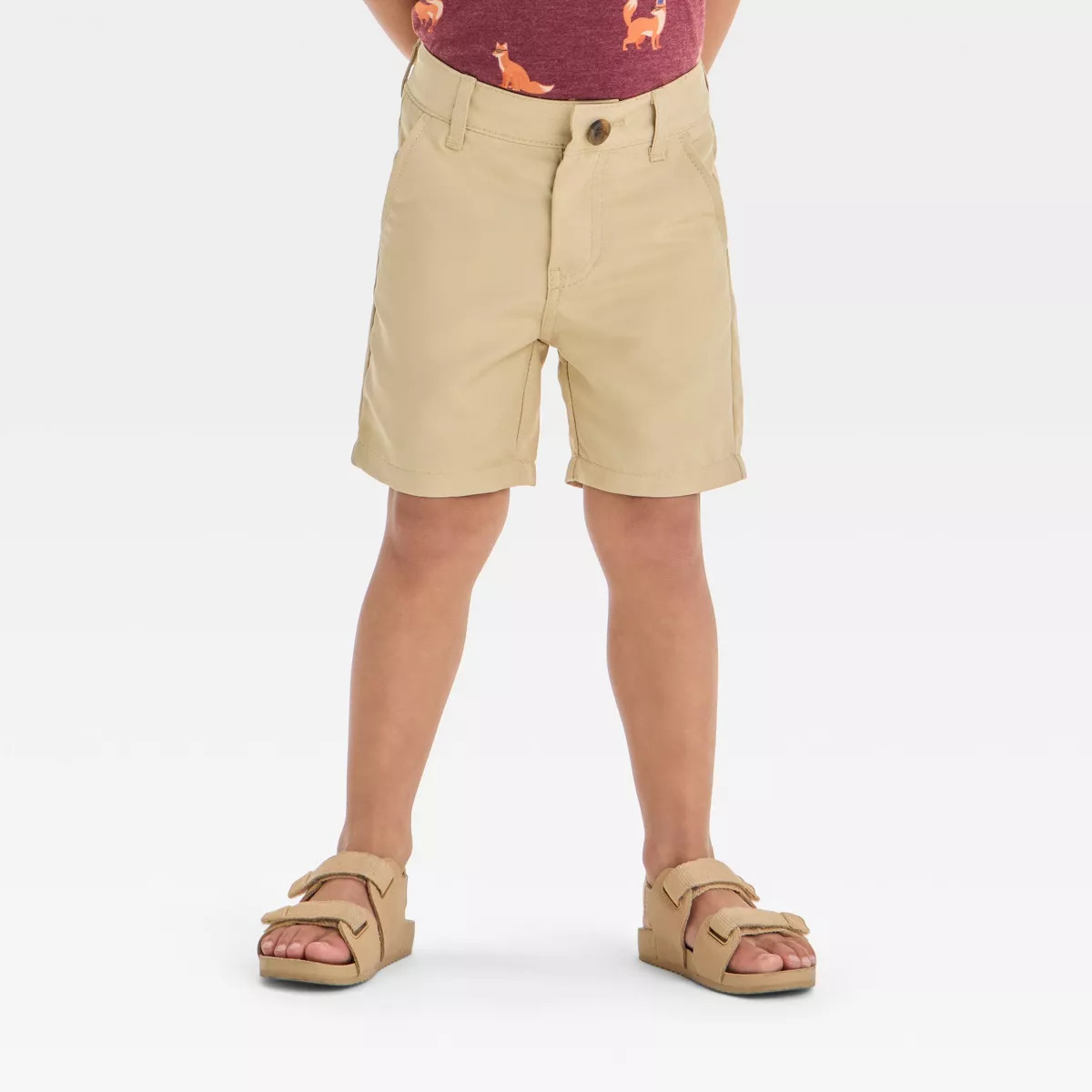 Toddler Boys' Quick Dry Chino Shorts - Cat & Jack™ Khaki 3T: Adjustable Waistband, Mid-Rise, Tw... | Target
