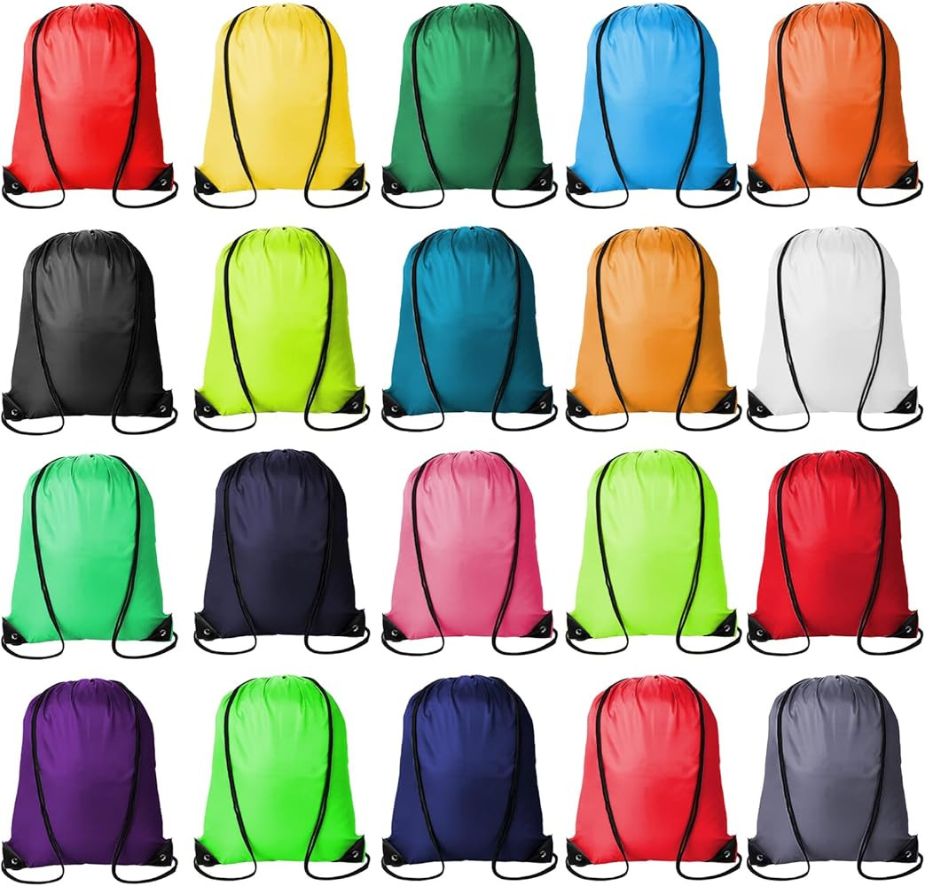 Kuhome 20Pcs Drawstring Backpacks Bulk String Bag Cinch Sack Pack Storage Knapsack Polyester Gift Bags Sports Drawstring Bags for Trip Gym Party Bags(20 Colors) | Amazon (US)