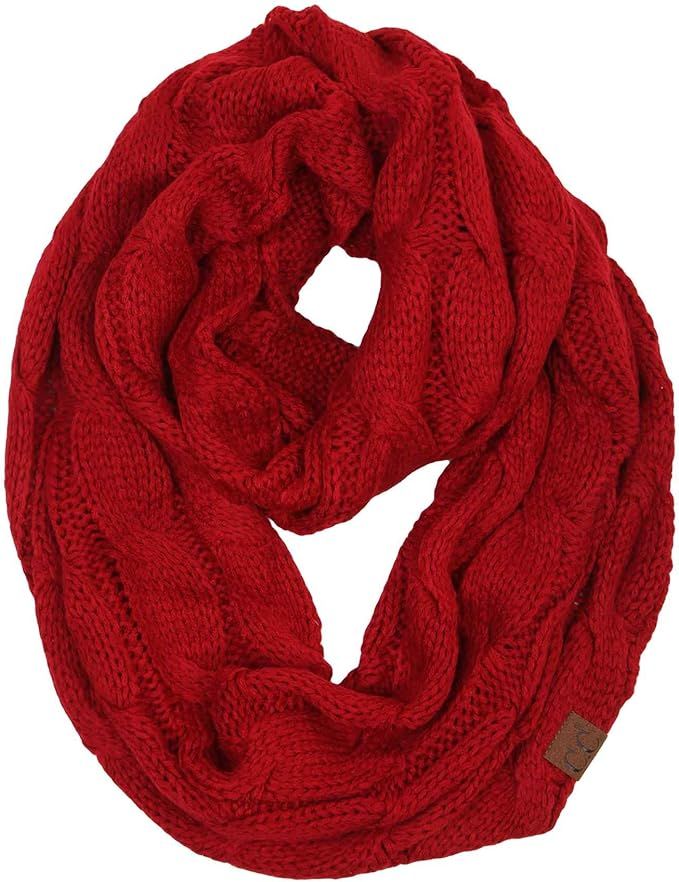 Funky Junque’s Beanies Matching Ribbed Winter Warm Cable Knit Infinity Scarf | Amazon (US)