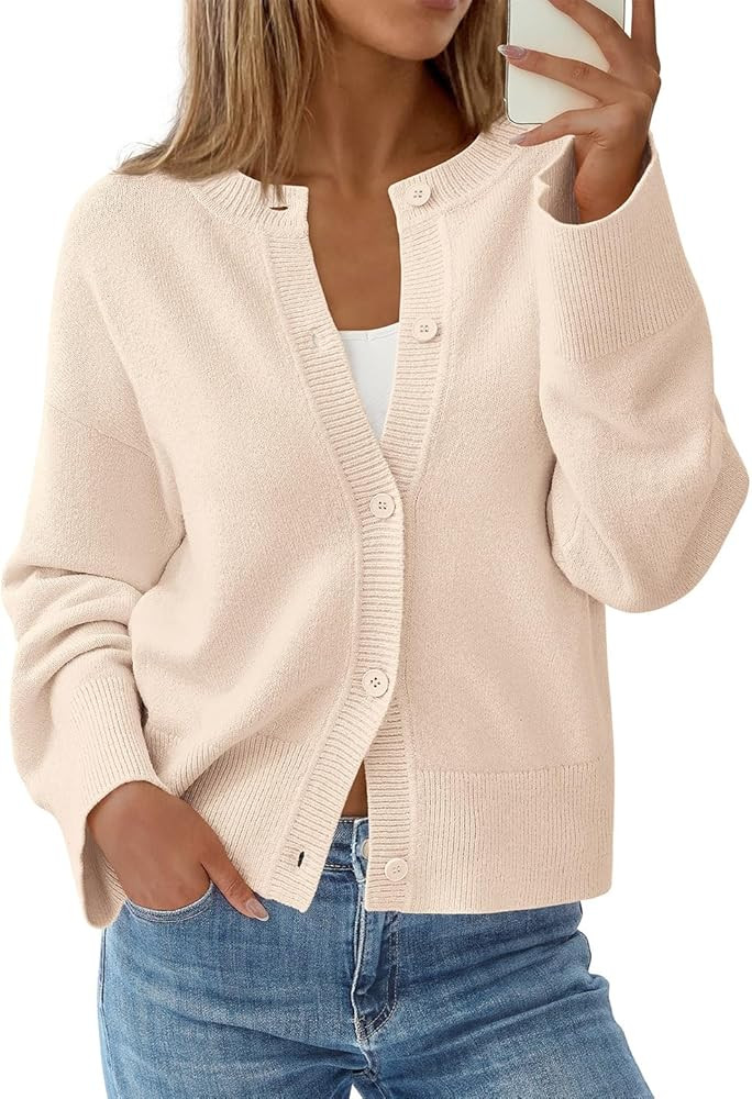 KIRUNDO Cardigan Sweaters for Women 2026 Fall Oversized Drop Shoulder | Amazon (US)