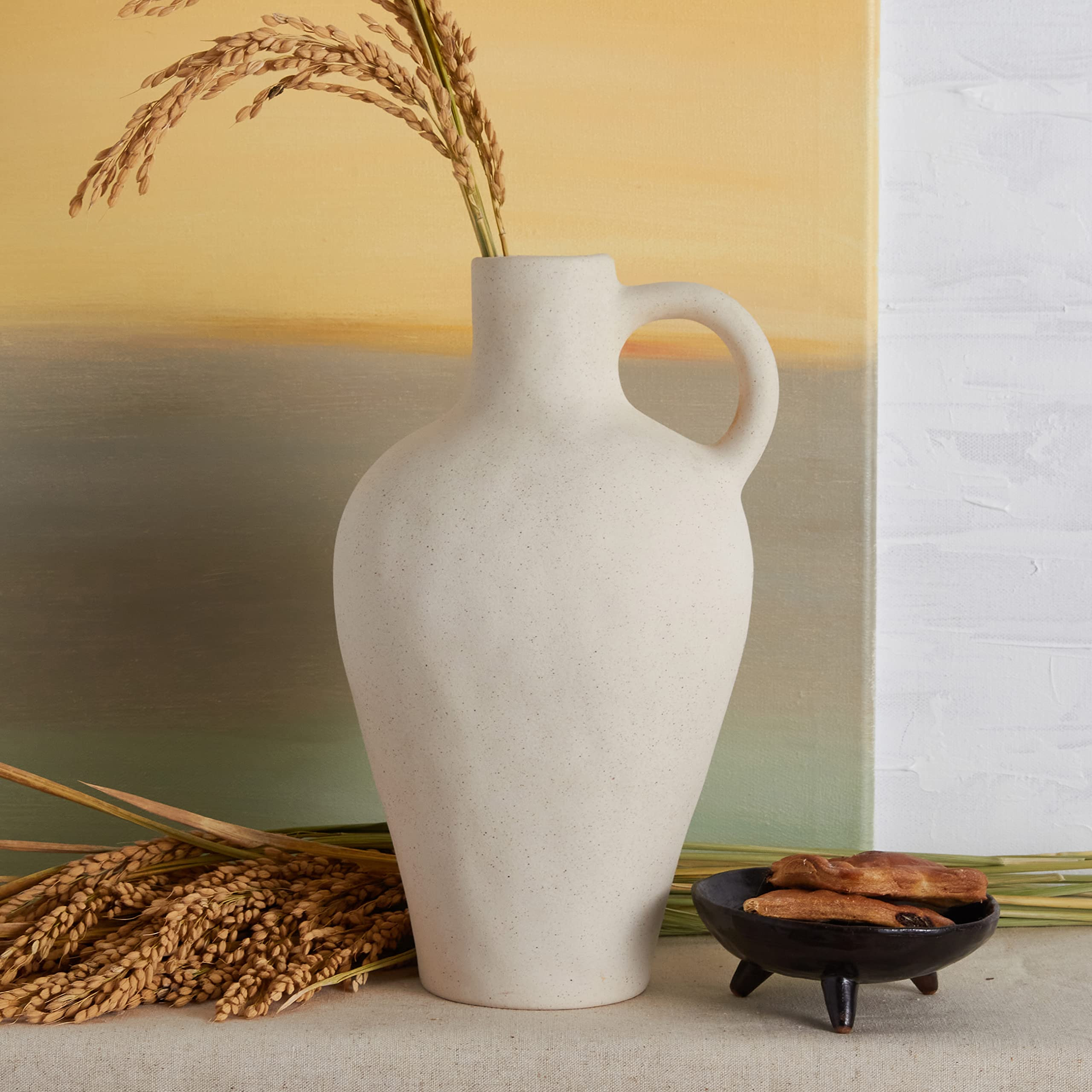 BlossoME Antique Ceramic White Vase for Home Decor, Stoneware Jug for Room Centerpiece, Rustic, F... | Amazon (US)
