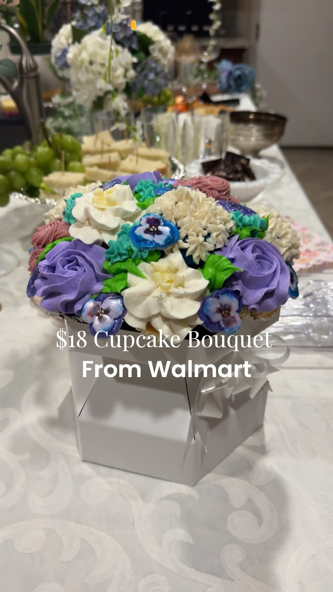 Im not gate keeping on this! If you’re hosting a party or gathering, head over to Walmart for the prettiest cupcake bouquets. This one went perfectly with my Bridgerton watch party / tea party. 

#entertaining #walmart #cupcakes #partyplanning #party #hostingessentials #weddingshower #bridalshower #spring #valentinesday #cake

#LTKSeasonal #LTKfoodie #LTKWedding