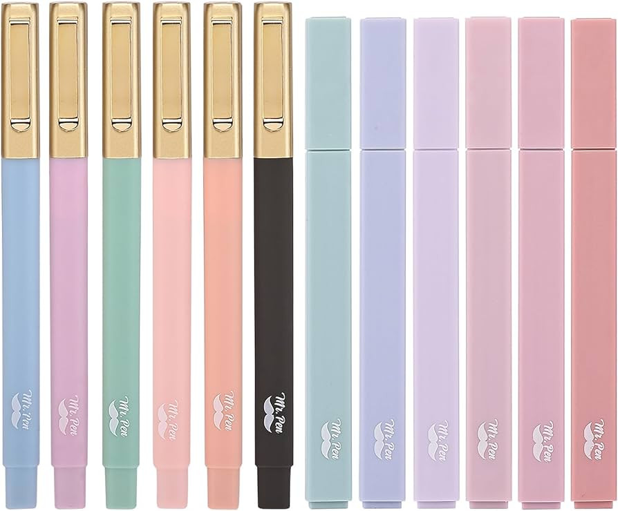 Mr. Pen- Aesthetic Highlighters and Pens No Bleed, 12 Pack, Morandi Color Bible Highlighters for ... | Amazon (US)