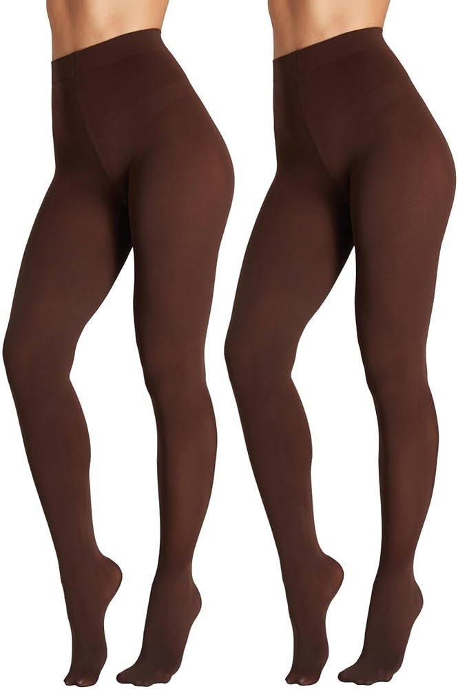 2Pairs Opaque Tights for Women 80D High Waist Womens Stockings Soft & Elastic Women’s Pantyhose... | Amazon (US)