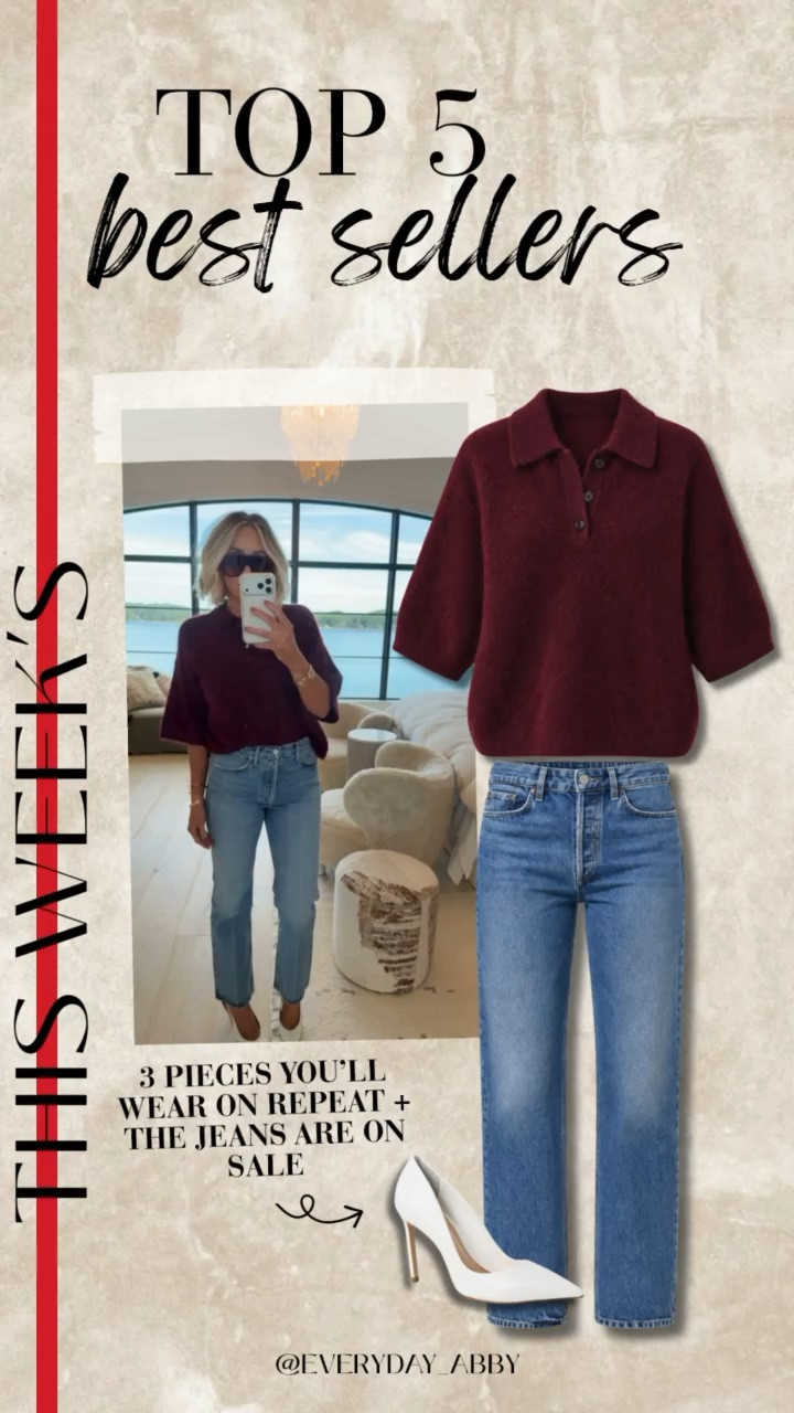 The perfect oversized burgundy sweater tee and the jeans that are giving vintage Levi’s vibes 🔥🔥