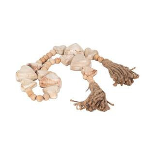 White 38 in. x 1 in. Wood and Woven Jute Novelty Heart Beaded Garland | The Home Depot