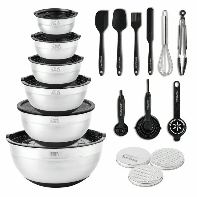 Thyme & Table, 32 Piece Stainless Steel Mixing Bowls and Food Prep Set - Walmart.com | Walmart (US)