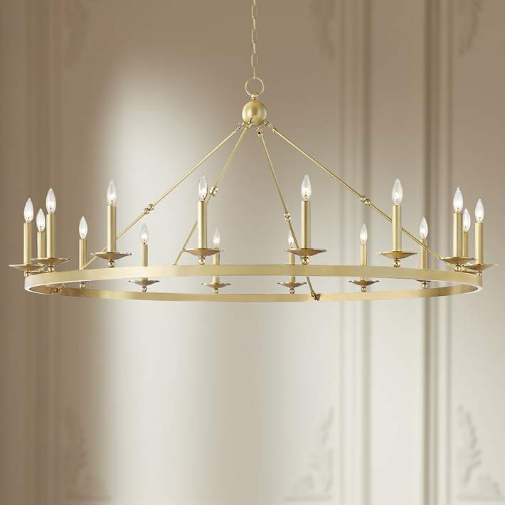 Allendale 58" Wide Aged Brass 16-Light Round Chandelier | Lamps Plus