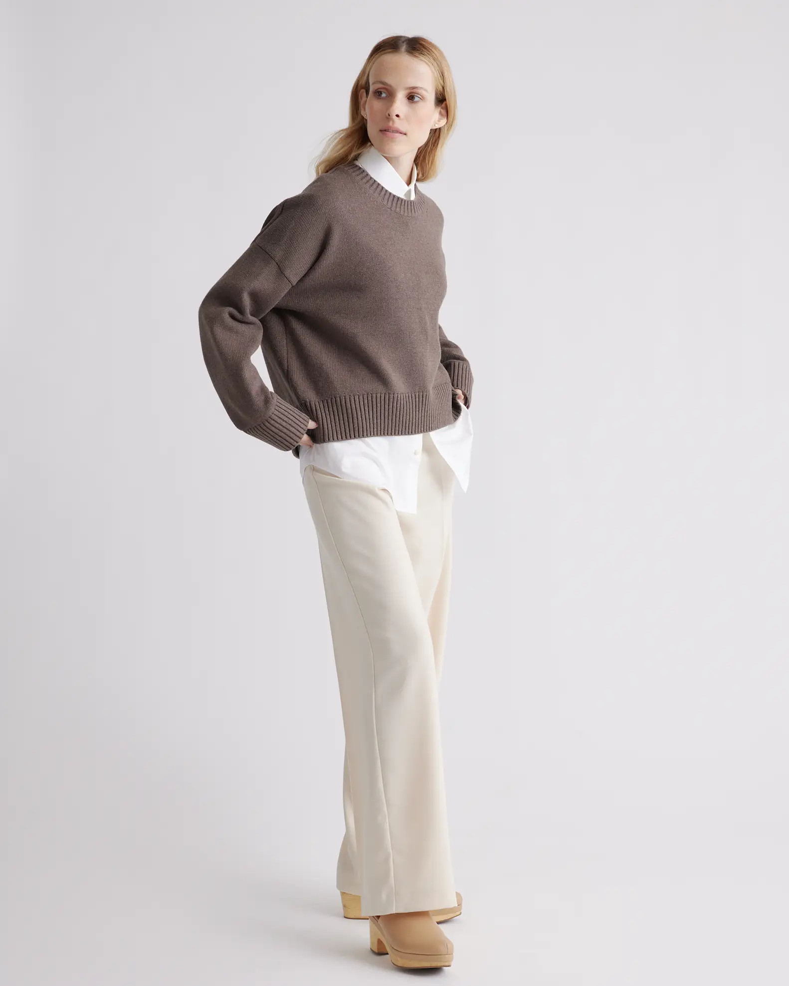 100% Organic Cotton Boyfriend Crew Sweater | Quince