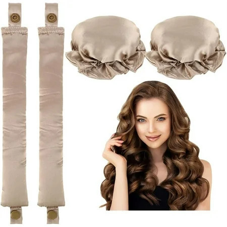 4 Pcs Hair Curlers No Heat Heat-free Curling Iron Hair Curler Cloth Heatless Curling Set Heatless Curlers Headband with Hairnet Big Wave Sleeping Lazy Curling Artifact (Beige) | Walmart (US)
