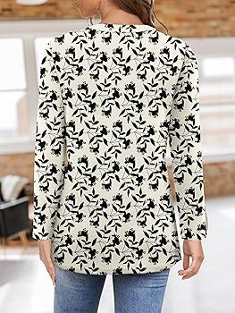 CRAZY GRID Women V Neck Fall Top Loose Fashion Casual Long Sleeve Shirt Comfy Blouse for Daily We... | Amazon (US)