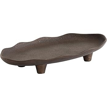 Kate and Laurel Alessia Modern Decorative Scalloped Oval Footed Metal Tray, 14 x 8, Bronze, Trans... | Amazon (US)