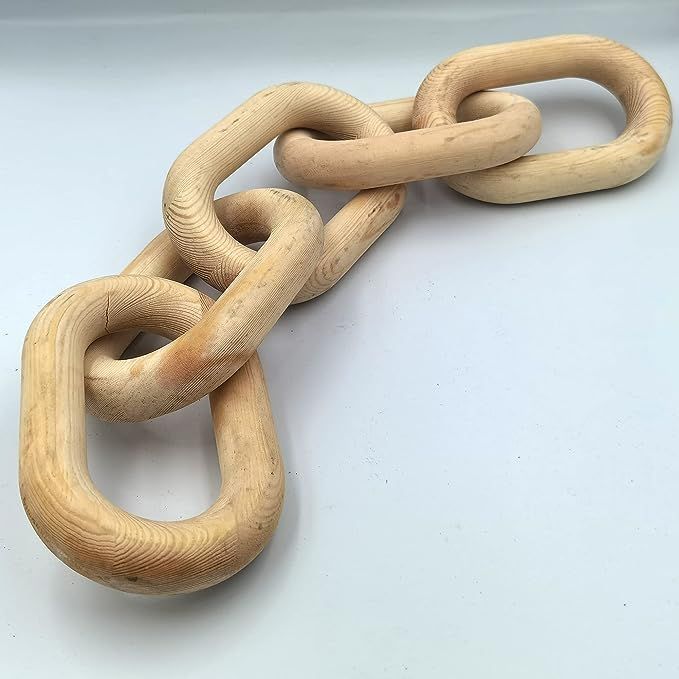 Wood Chain Link Decor Large - Wood Chain Link Decor Hand Carved Wood Decorative Chain Link - Come... | Amazon (US)