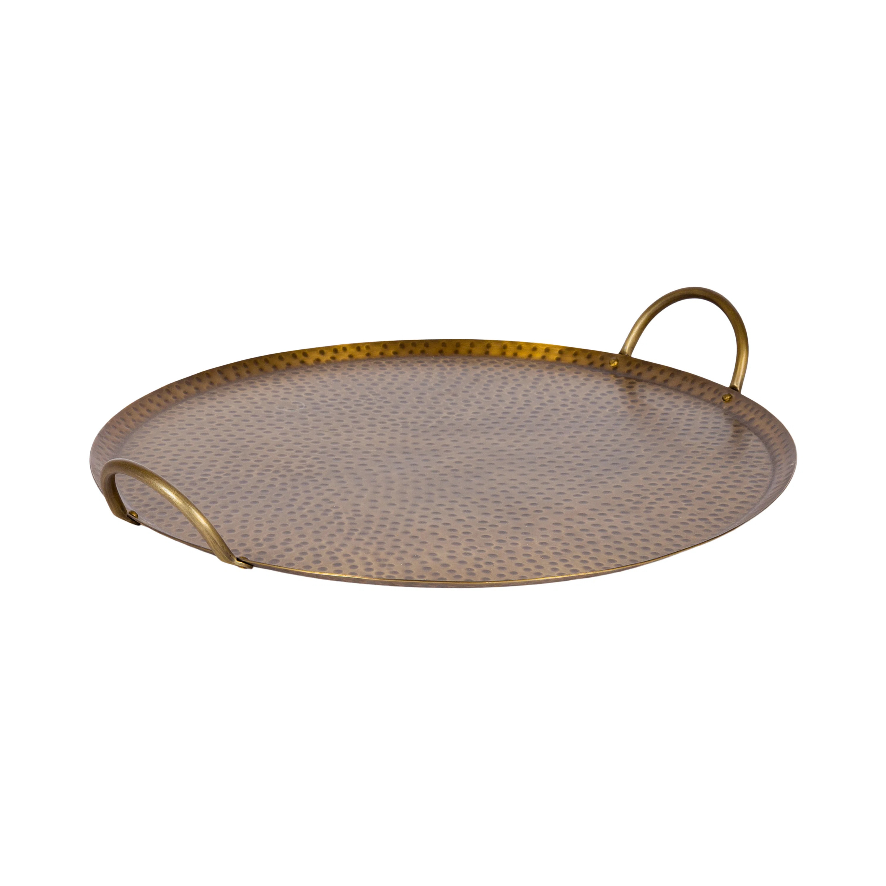 Murchison Round Hammered Metal Serving Tray for Use as Ottoman Tray Accent | Wayfair North America