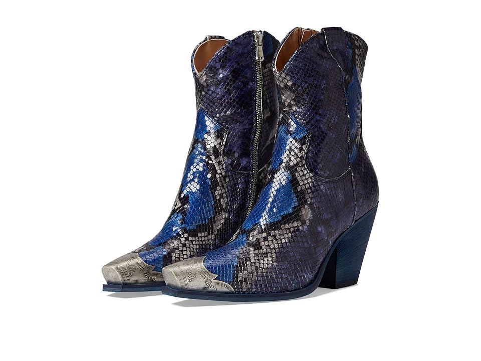 Free People Brayden Snake Western Boot (Rinsed Navy Snake) Women's Shoes | Zappos