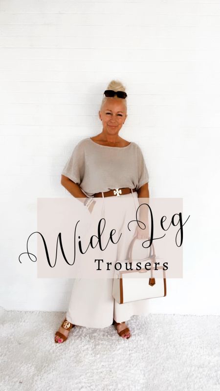 Wide Leg Trousers for Summer in Neutral Shades. These come in petite & regular lengths. They are a good option for summer for midlife women who want to cover your the legs as they are loose fitting & allow air to move around the legs  

#LTKunder50 #LTKSeasonal #LTKworkwear