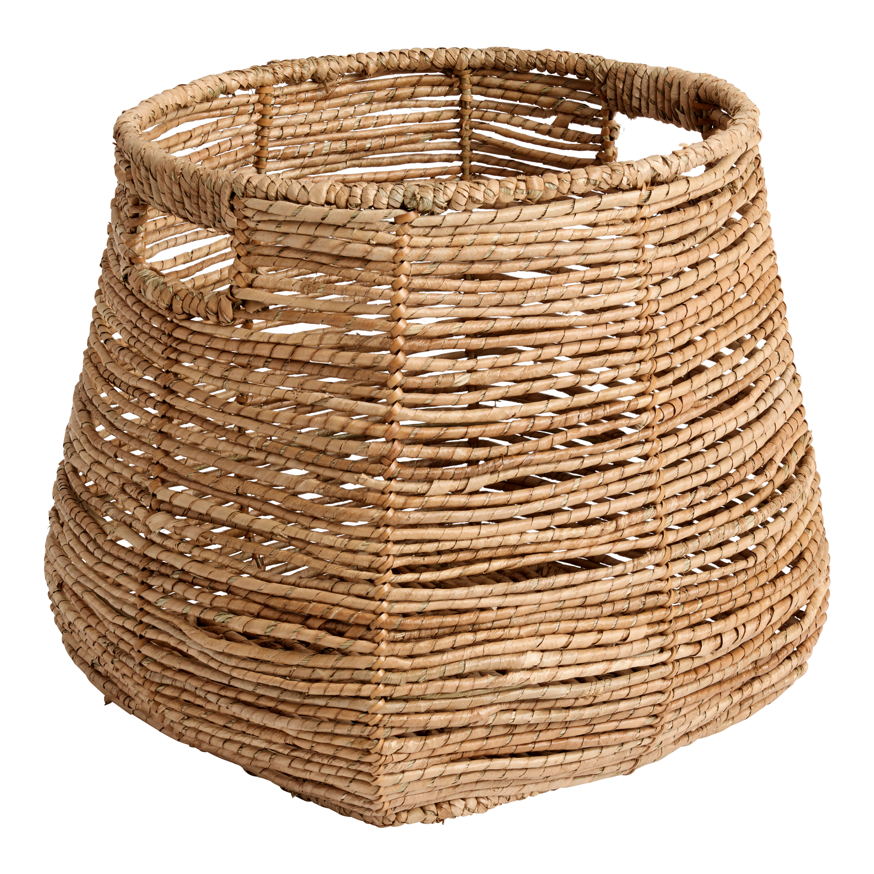 Sunset Natural Seagrass Open Weave Coil Tote Basket | World Market