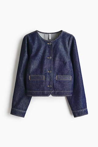 H & M - Collarless denim jacket - Blue | H&M (US + CA)