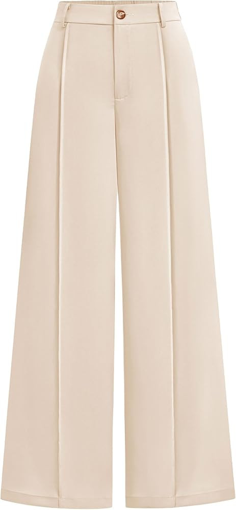 Zenlonr Women Casual Wide Leg Pants 2024 Fall High Waisted Long Palazzo Pants Loose Business Trou... | Amazon (US)