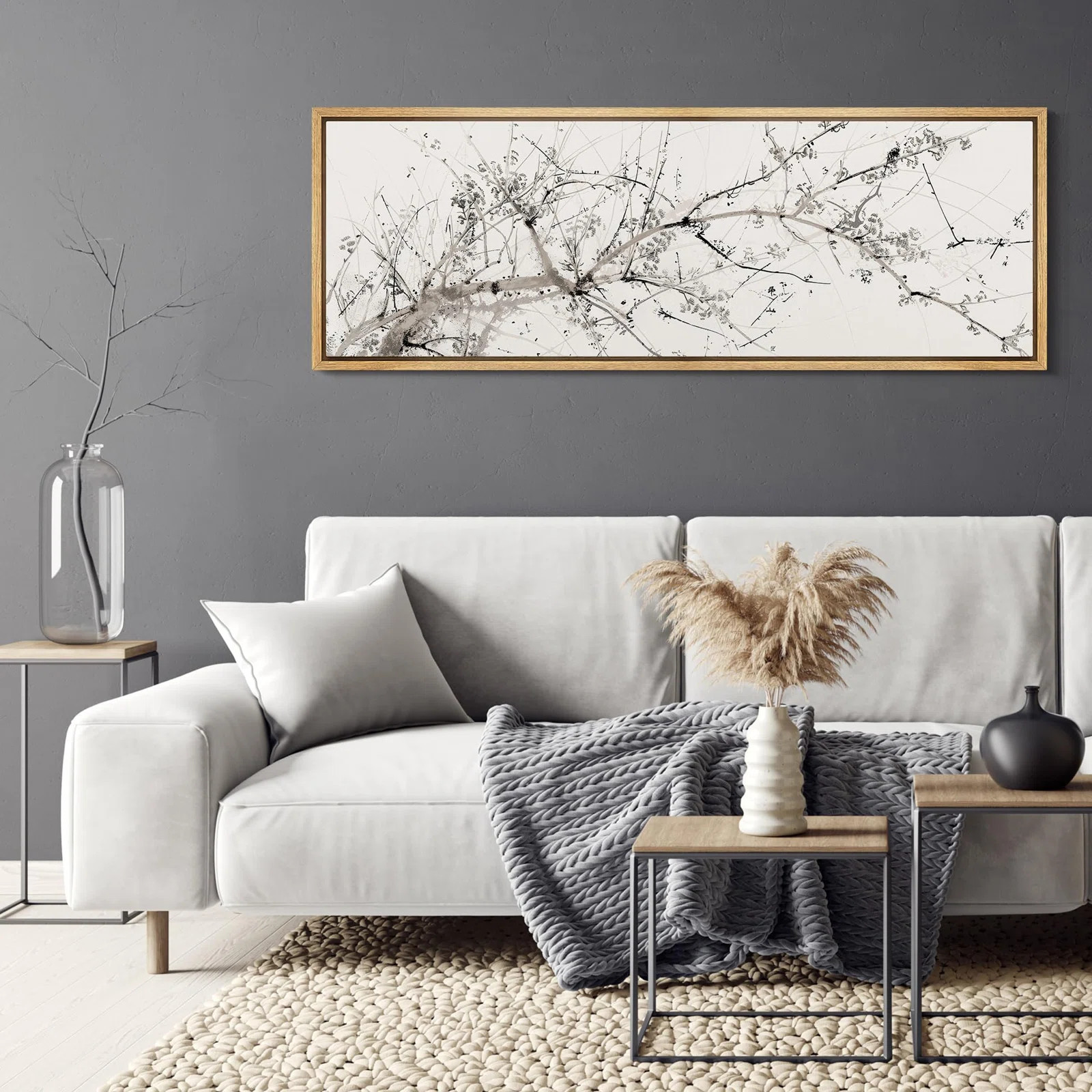 IDEA4WALL Minimalist Ink Branches Antique Retro Decor Extra Large Artwork Print Wall Art Bedroom ... | Wayfair North America