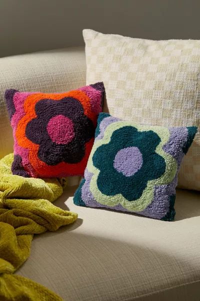 Flower Tufted Mini Throw Pillow | Urban Outfitters (US and RoW)