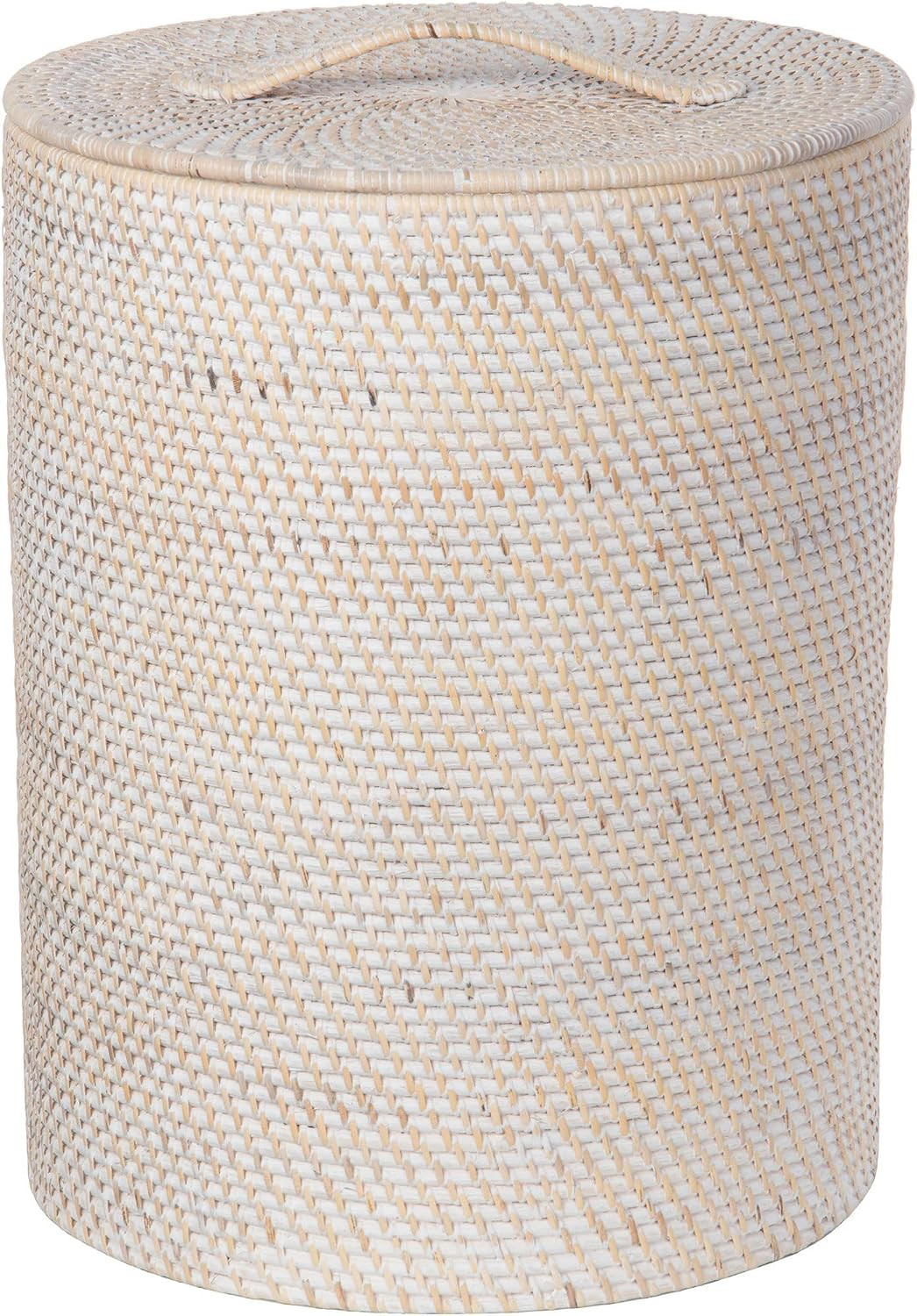 KOUBOO Round Rattan Laundry Hamper with Removable Liner and Lid - Coastal, Natural Decor Style - Small Size for Apartment Living - Latte Color -18 in. height | Amazon (US)