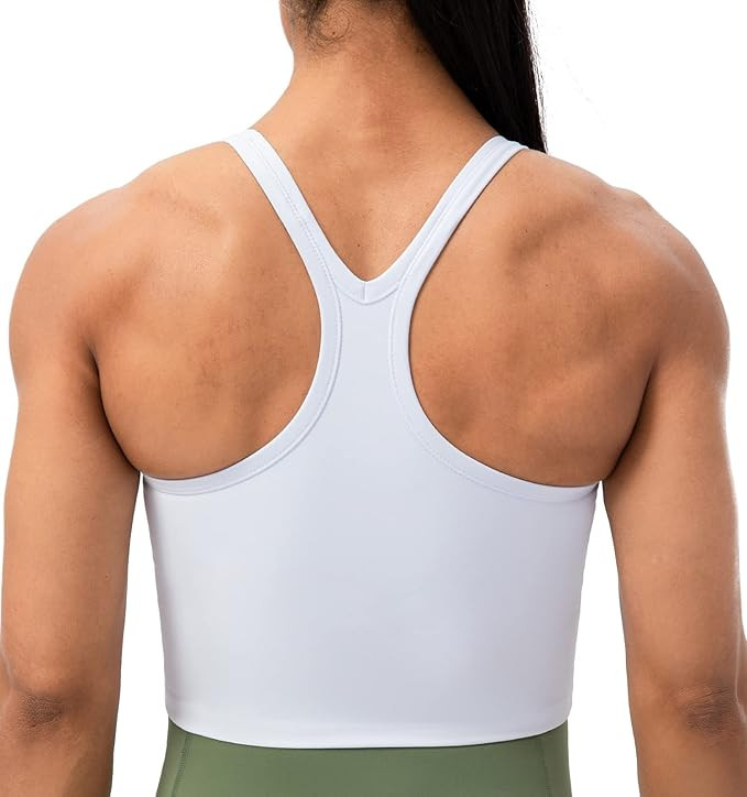 Lavento Women's Racerback Sports Bra Yoga Crop Top with Built in Bra | Amazon (US)