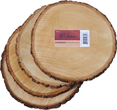 Basswood Round Unsanded, Pack of 4, 7 - 9 inch Diameter x 1 inch Thick | Amazon (US)