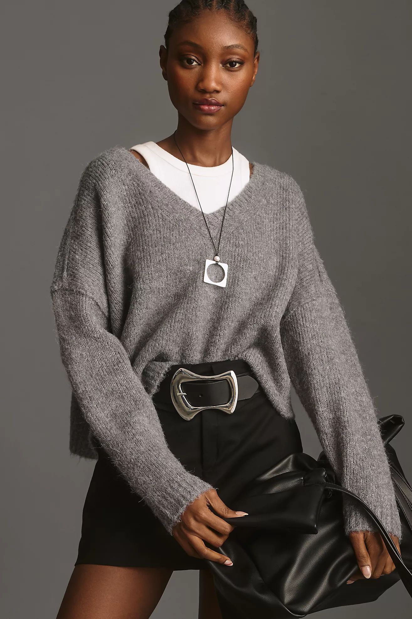 Pilcro Fuzzy V-Neck Pullover Sweater | Anthropologie (US)