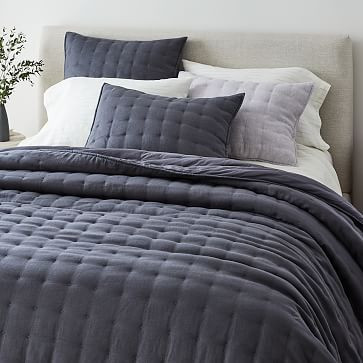 European Flax Linen Tack Stitch Quilt & Shams | West Elm (US)