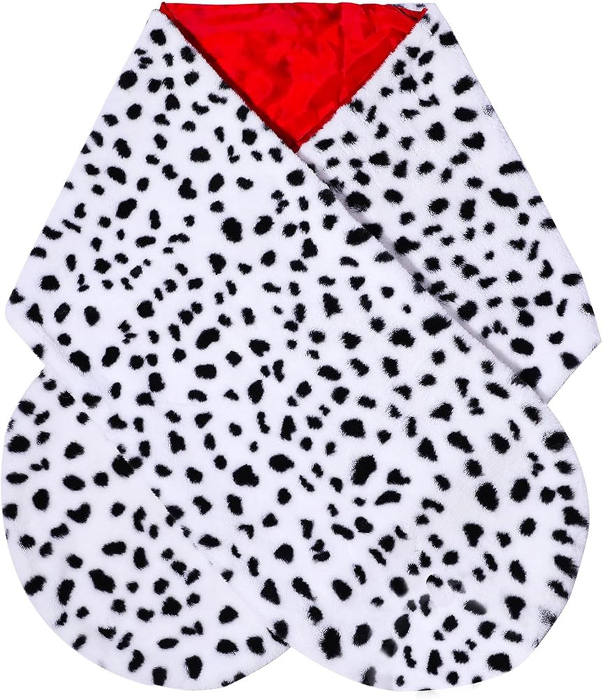 Faux Dalmatian Stole for Women Halloween Costume, 1920s Black and White Dot Faux Fur Collar Cospl... | Amazon (US)