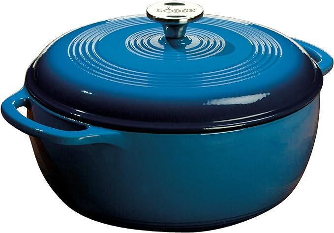 Lodge 6 Quart Enameled Cast Iron Dutch Oven with Lid – Dual Handles – Oven Safe up to 500° F... | Amazon (US)