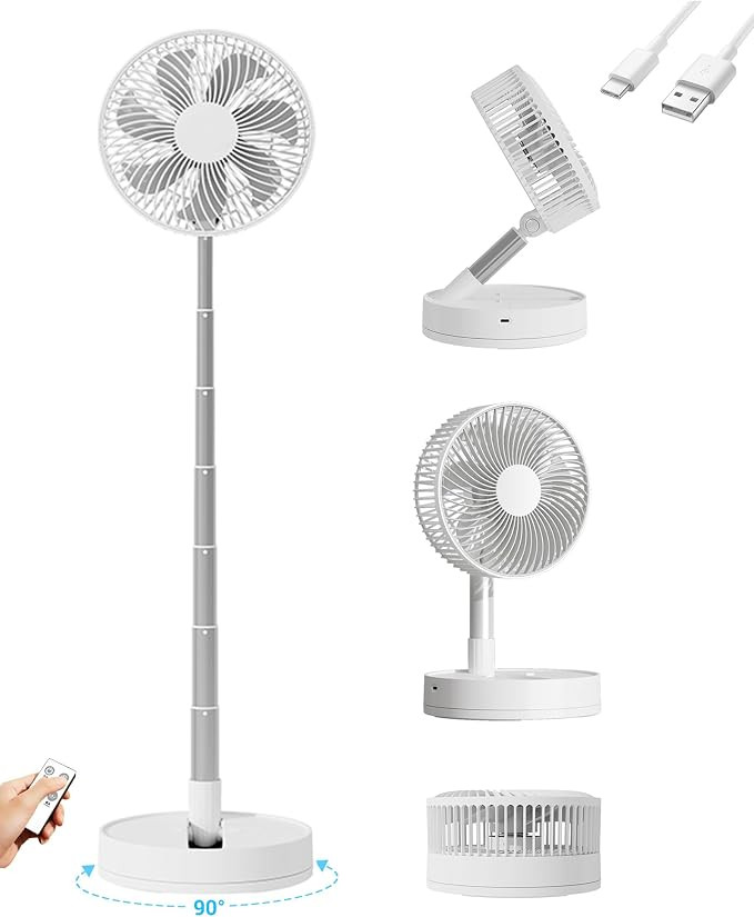 Portable Fan, 31'' Oscillating Standing Floor Fan, 5400mAh Battery Powered Foldable Desk Fan with... | Amazon (US)