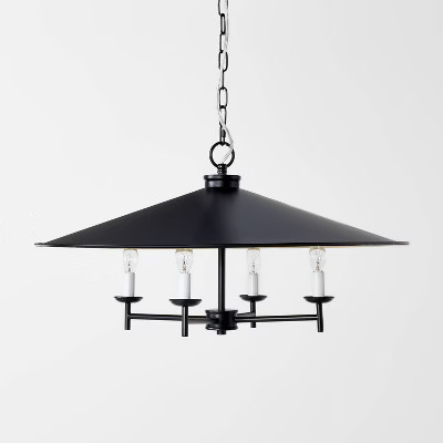 4-Arm Candlestick Chandelier with Large Metal Shade Black - Threshold™ designed with Studio McG... | Target