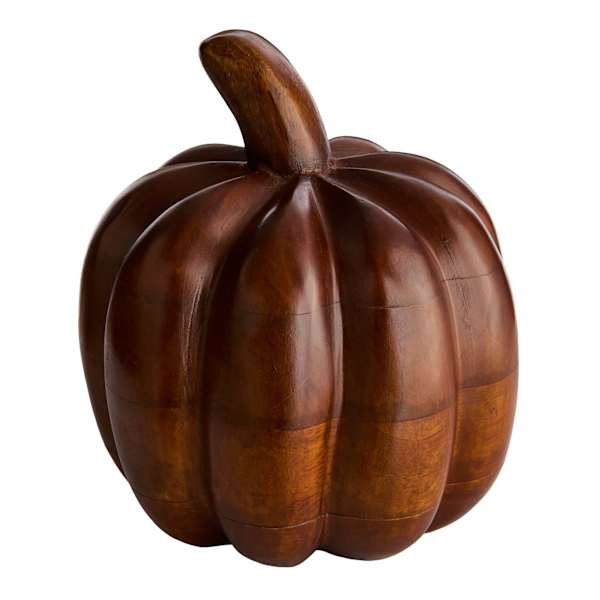 Brown Wooden Pumpkin, 7.5", sold by At Home | At Home