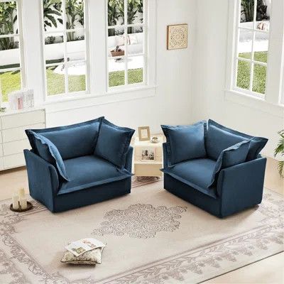Set Of 2 Slipcovered Armchairs,Deep Seat Accent Chair Set For Living Room, Reading Room, Bedroom And Working Spaces,Armchair Sets With Large Soft Pill | Wayfair North America