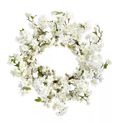 Nearly Natural 24 in. Artificial Cherry Blossom Wreath | Tractor Supply