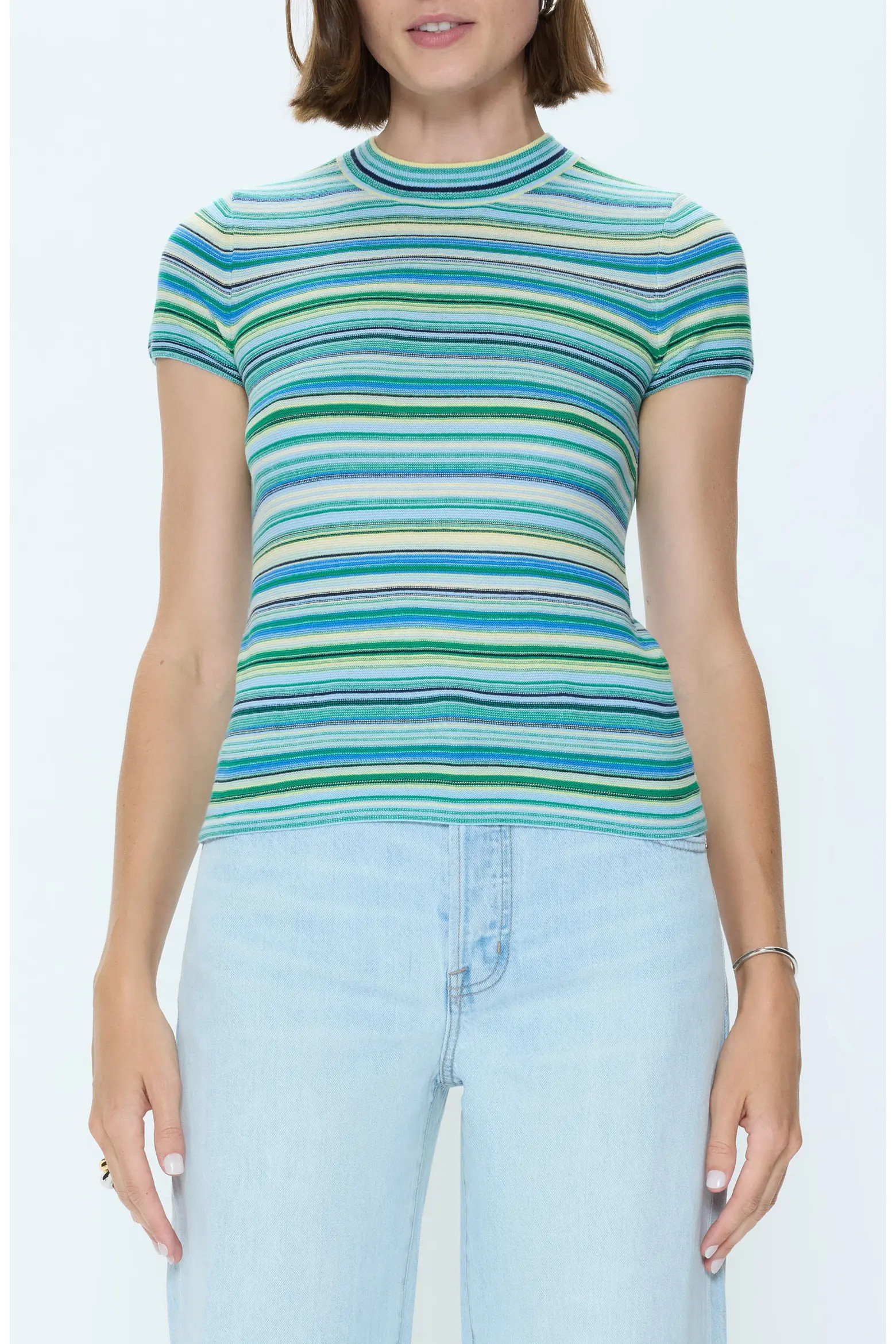 Selene Stripe Cotton Short Sleeve Sweater (Women) | Nordstrom | Nordstrom