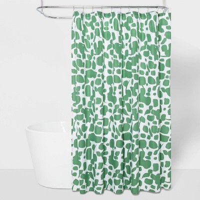 Microfiber Shower Curtain Green/White - Room Essentials™ | Target