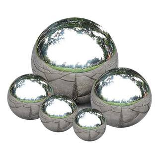 5-Piece Silver Gazing Ball, Stainless Steel Garden Mirror Globe, Polished Ornament Sphere for Outdoor Pond and Pool | The Home Depot